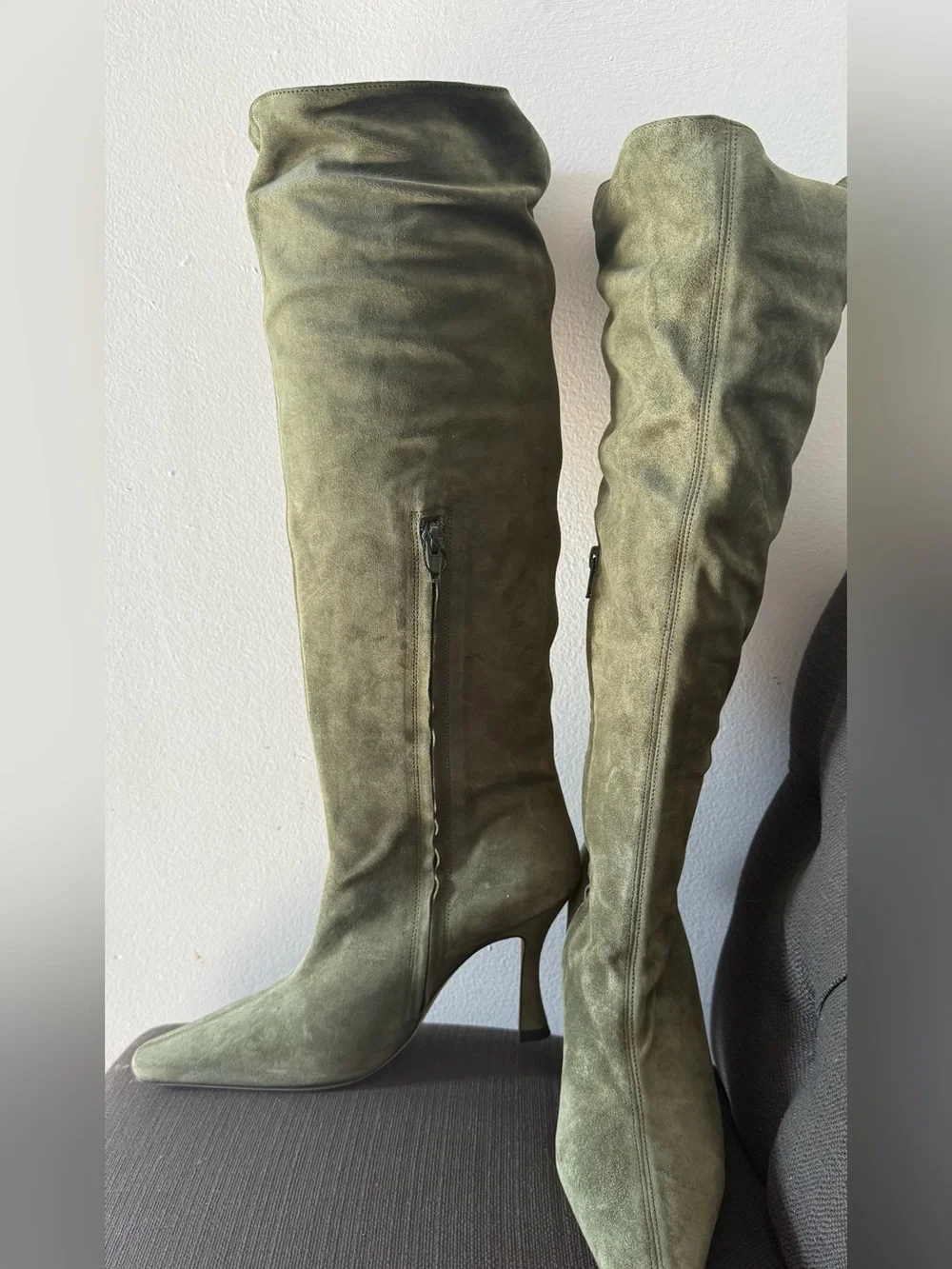 STAUD Olive Suede Over-the-Knee Boots Size 39 New With Box